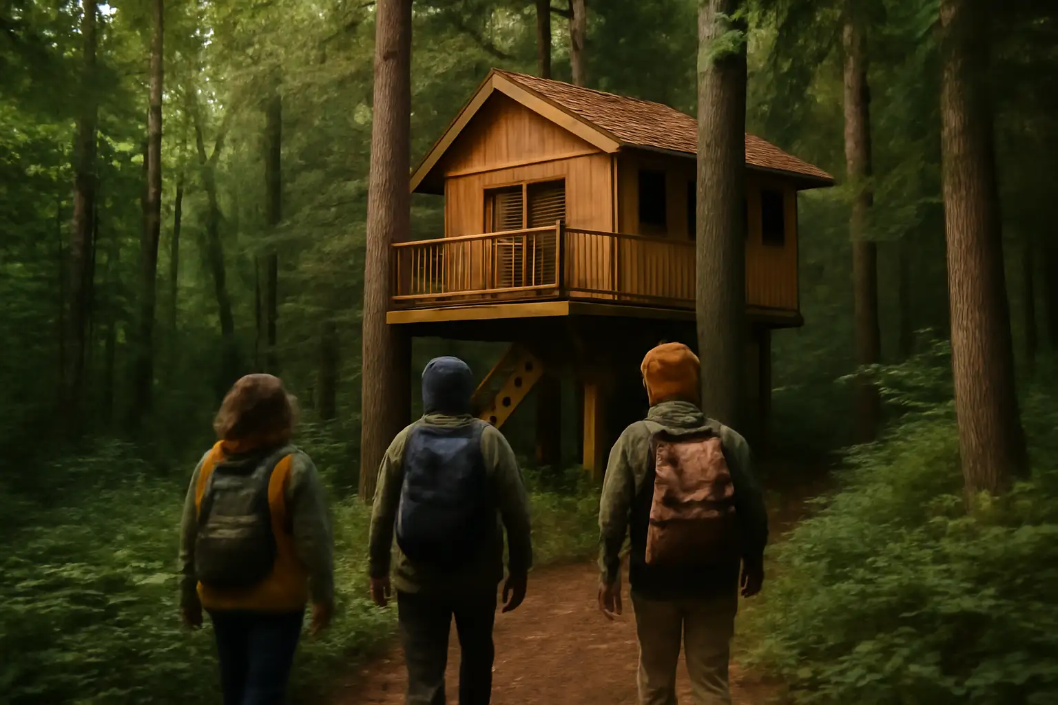 Slapen in een boomhut midden in het bos